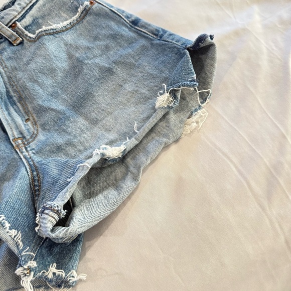 Abercrombie & Fitch Blue Jean Shorts High-Waisted Distressed Frayed Women's - Picture 7 of 13